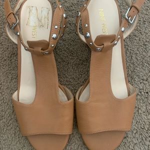 Tan Silver Studded Sandals